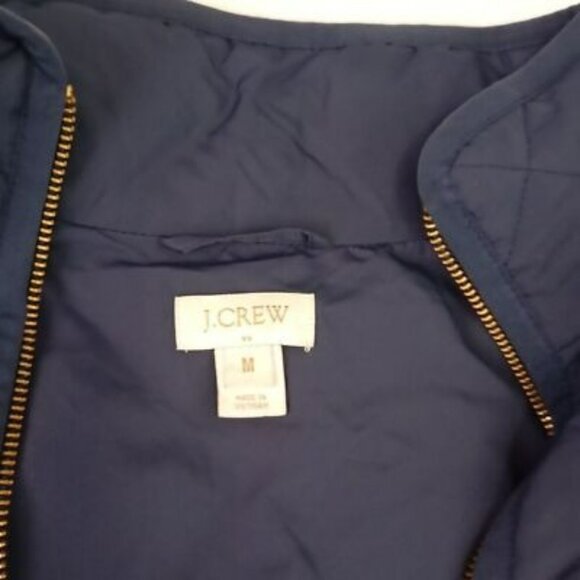 J.Crew Quilted Down Vest With Gold Zipper M Navy Blue - Picture 2 of 9